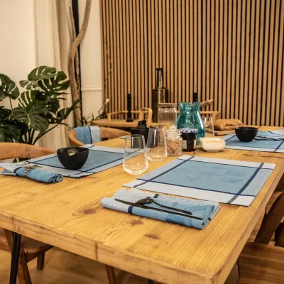 Set De Table Jacquard Grande Bleue