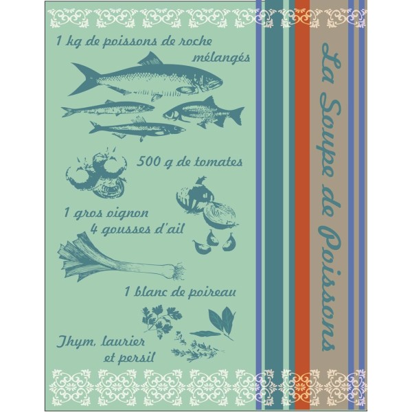 TORCHON SOUPE DE POISSONS 50X70